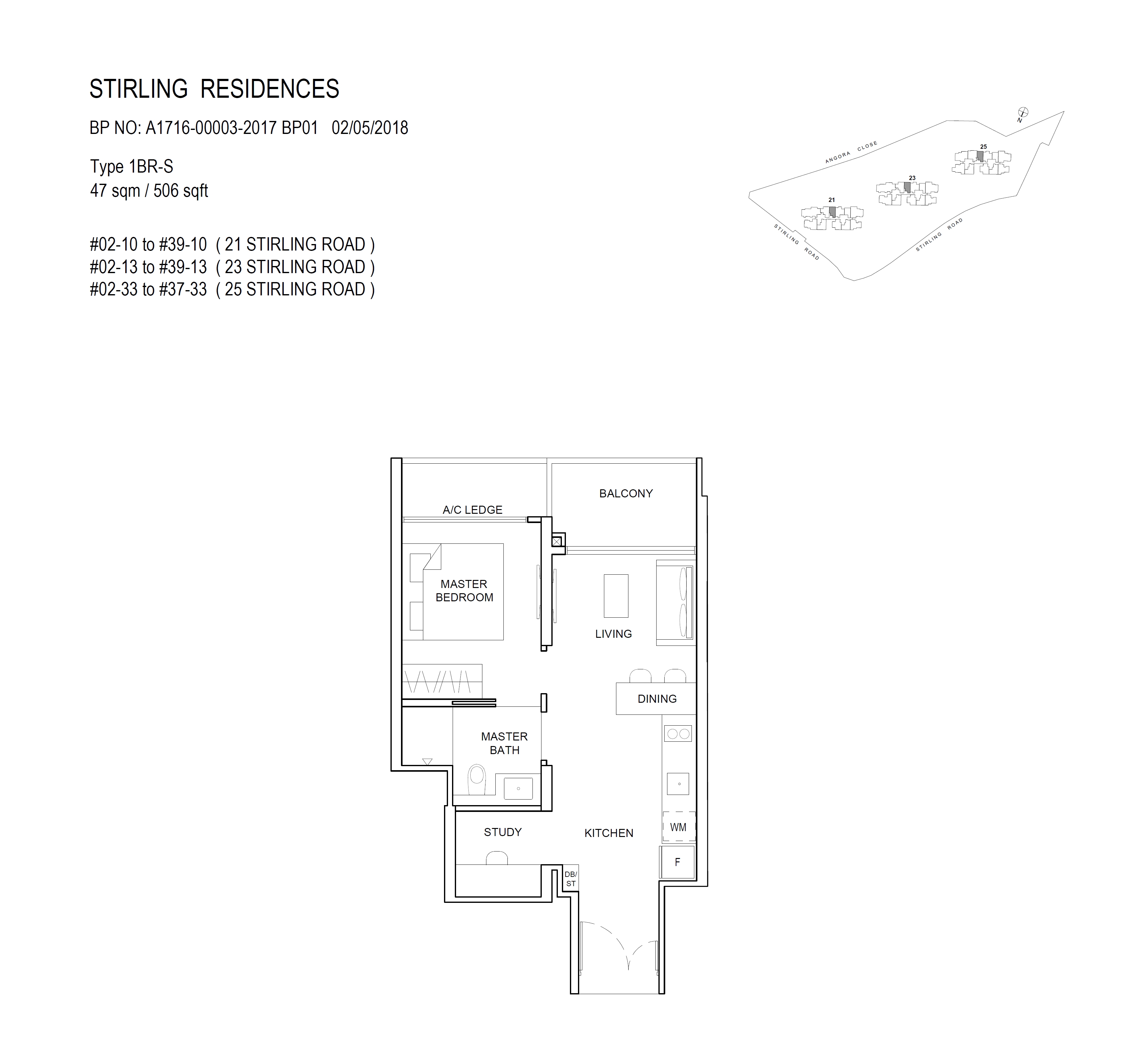 Stirling Residences 1 Bedroom Floor Plan 2