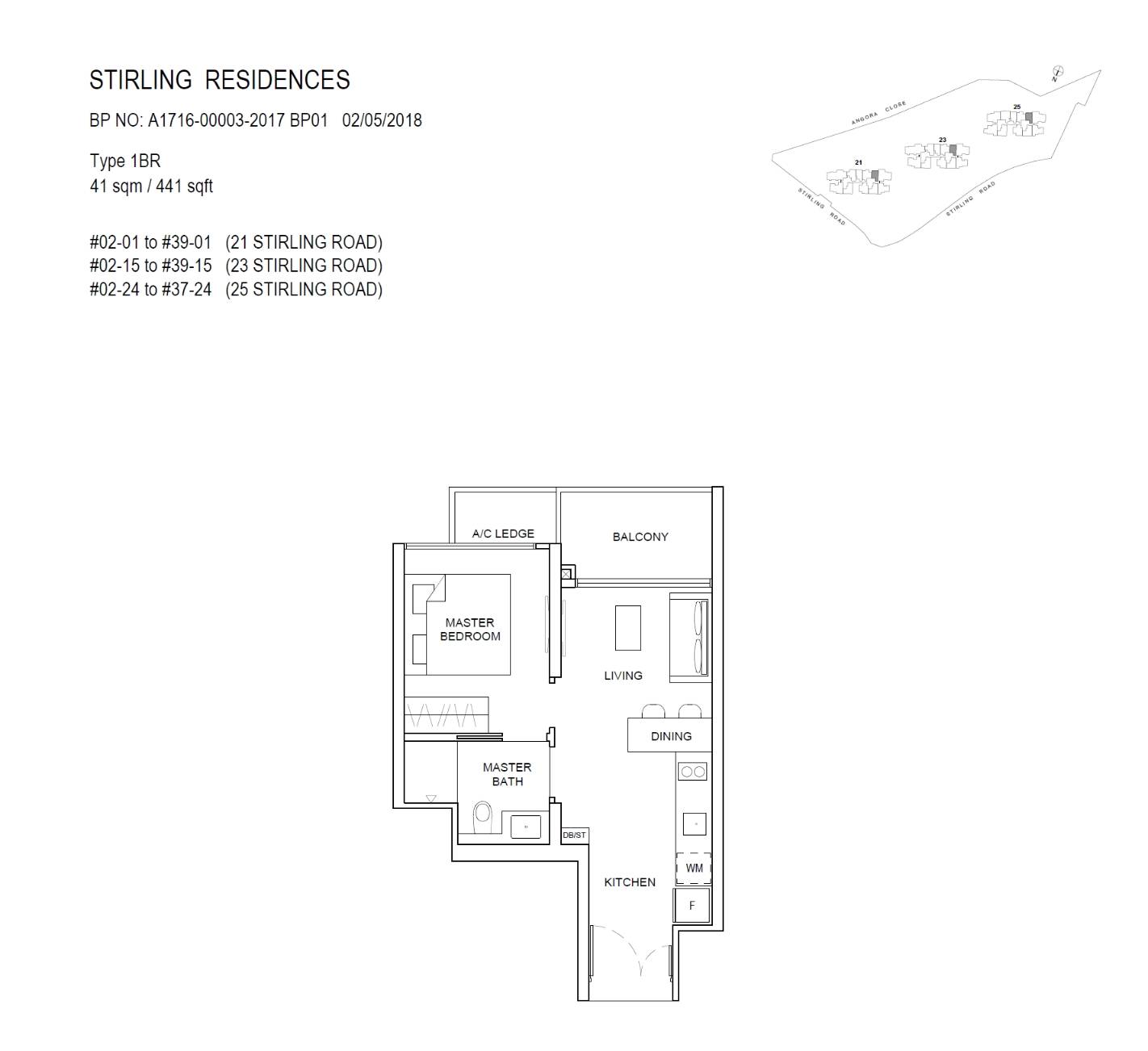 Stirling Residences 1 Bedroom Floor Plan 3